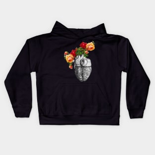 Flower pot heart - Digital drawing - Color Kids Hoodie